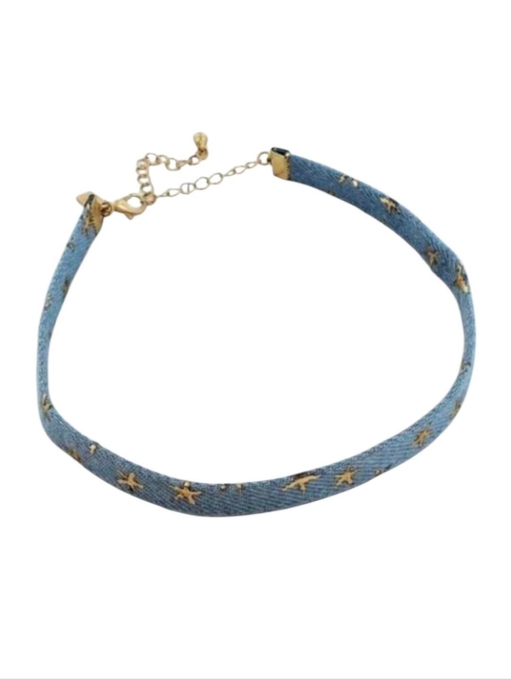 Gold Stars Light Denim Choker